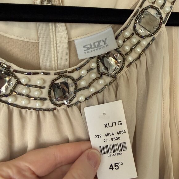 Suzy Shier Cocktail Dress | NWT | Beaded Neckline | Elegant Tailored Fit - Picture 2 of 5